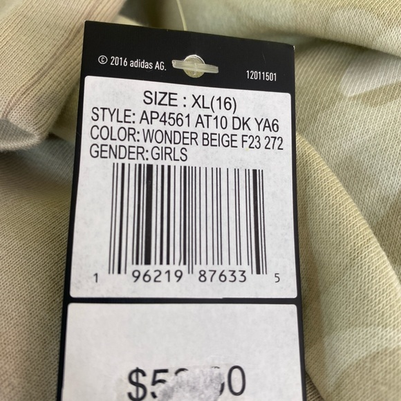 Adidas Girl’s Wonder Beige Fleece Jacket full zipper Size XL NWT - Picture 4 of 5